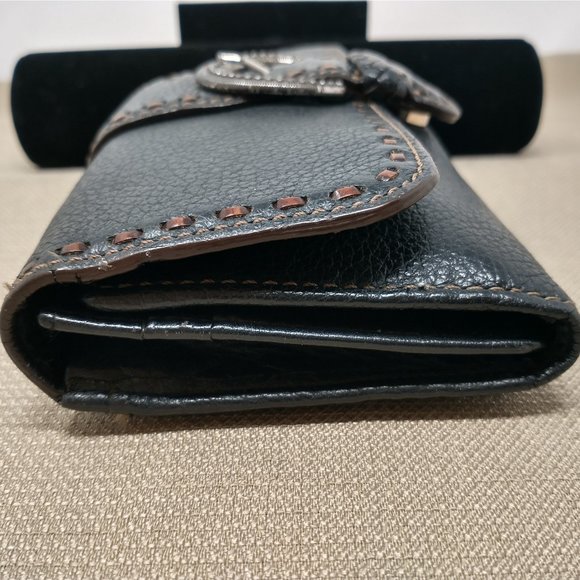 BRIGHTON BLACK PEBBLE LEATHER TRIFOLD WALLET - Picture 7 of 9